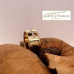 Handgemaakte 14 karaat gouden ring met 12 stuks pavé gezette briljant geslepen Diamanten mt 18