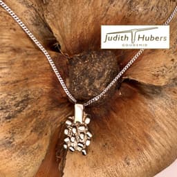 Handgemaakte witgouden hanger met organische bewerking en gourmette collier