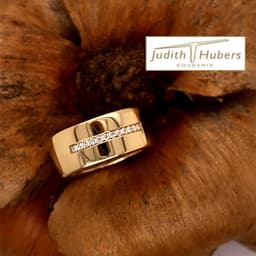 Handgemaakte 14 karaat gouden ring met 12 stuks pavé gezette briljant geslepen Diamanten mt 18
