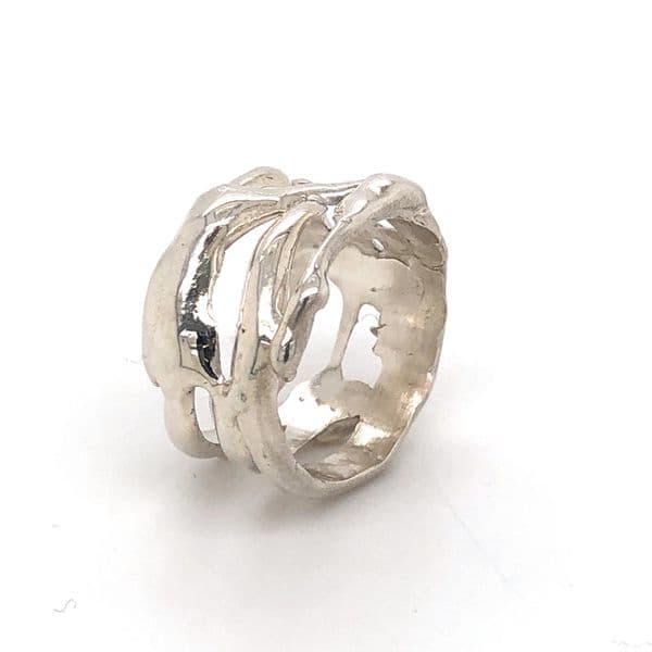 Handgemaakte zilveren ring (Earth) mt. 18,5